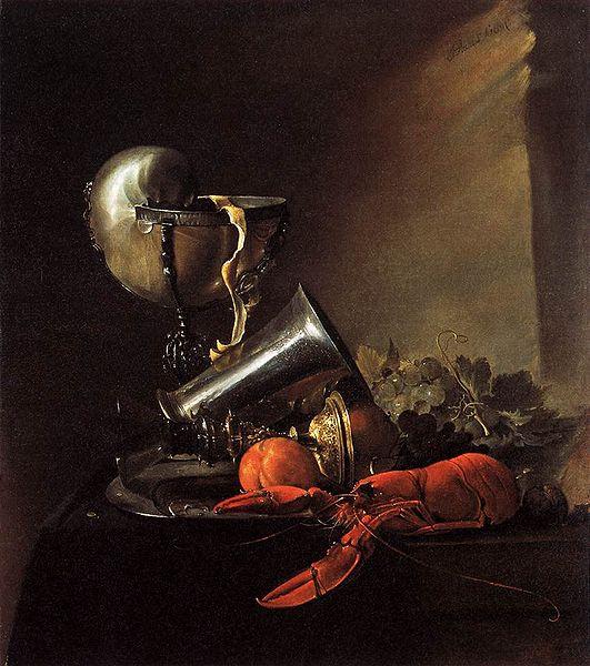 Jan Davidz de Heem Still Life with Lobster and Nautilus Cup oil painting picture